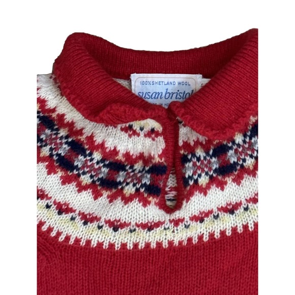 Vtg 60's Fair Isle Susan Bristol Sweater, Shetland Light Wool Pullover Sz S/M - Picture 4 of 5